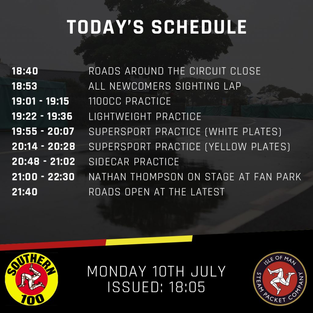 Updated schedule for Monday 10th July 2023.